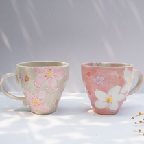 Spot Japanese Seto burn hand-painted red cherry mark cup cup tea cup coffee cup rice bowl