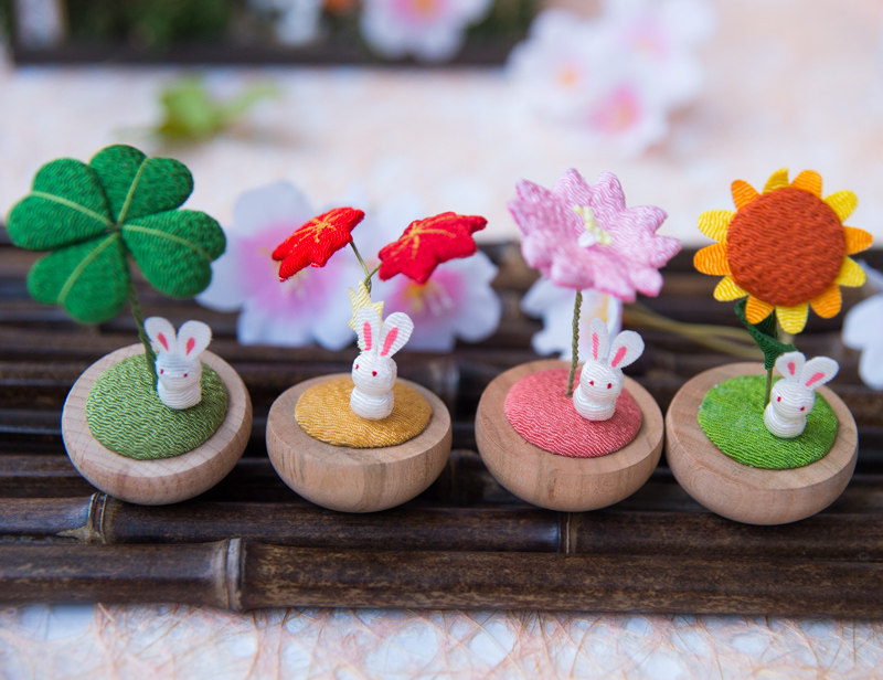 Kyoto Long Tiger, Japan, made silk handmade cute tabletop piece, cherry blossom rabbit cat gift