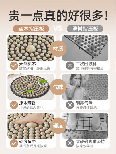朗威中医助睡眠指压板实木足底按摩垫运动足疗通经络慢跑专用脚底