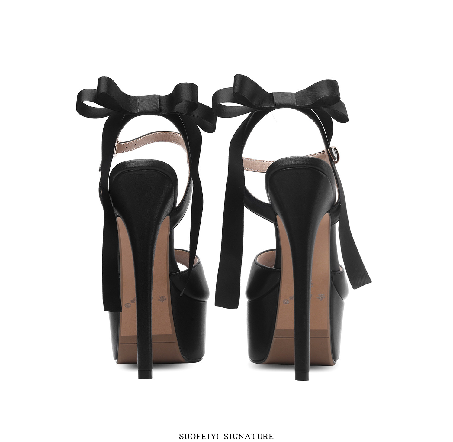 Sandal cao gót nữ hở mũi nơ bướm đế platform gót 12-15 cm — Đen Cao Gót 12cm, Trắng Cao Gót 12cm, Đen Cao Gót 13cm, Trắng Cao Gót 13cm chi tiết 6