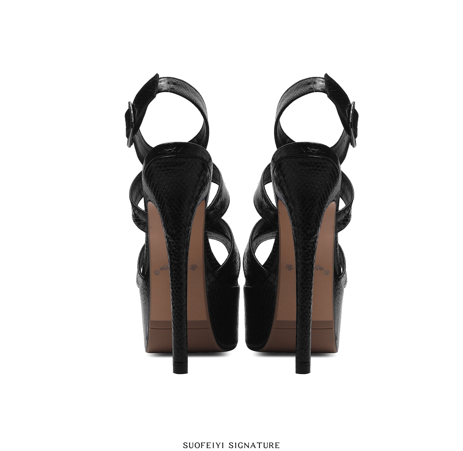Sandal cao gót nữ hở mũi đế dày chống nước, gót 12-15 cm — Đen Cao Gót 12cm, Vàng Cao Gót 12cm, Bạc Cao Gót 12cm, Đen Cao Gót 13cm chi tiết 3