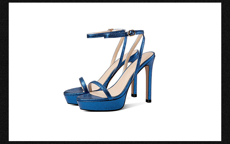 Sandal cao gót nữ hở mũi quai ngang một dây, gót nhọn 9 cm — Hồng Vàng, Xanh chi tiết 13