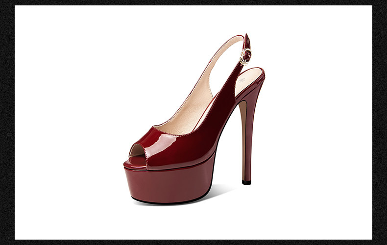 Sandal cao gót nữ hở mũi đế platform chống nước, gót nhọn 12-15 cm — Đen Cao Gót 12cm, Đỏ Rượu Cao Gót 12cm, Đen Cao Gót 13cm, Đỏ Rượu Cao Gót 13cm chi tiết 11
