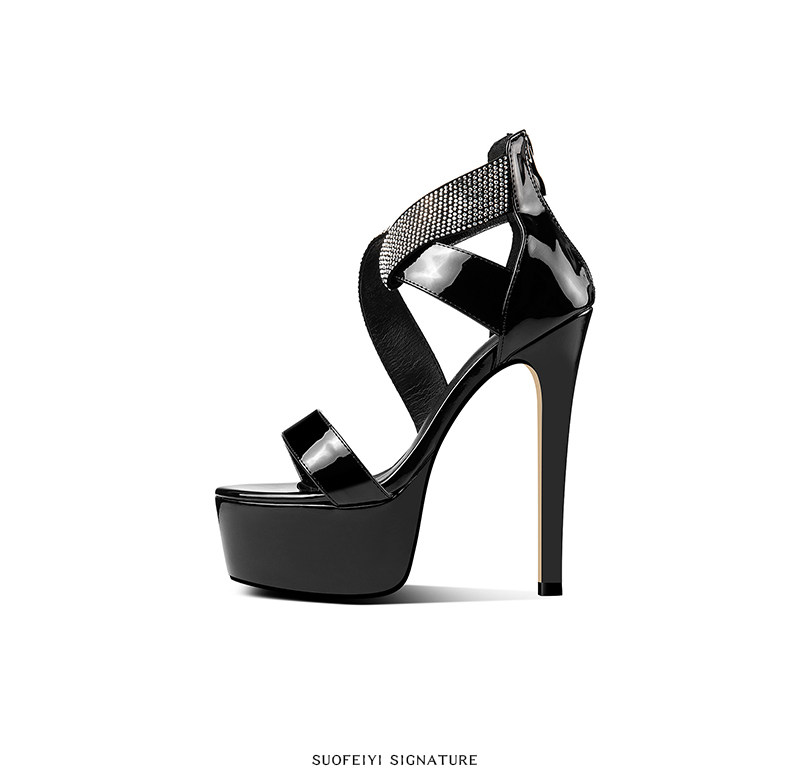 Sandal cao gót nữ hở mũi phong cách Pháp đính đá, gót nhọn 12–15 cm — Đen Cao Gót 12cm, Đỏ Cao Gót 12cm, Đen Cao Gót 13cm, Đỏ Cao Gót 13cm chi tiết 3