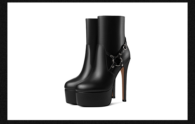 Boot cổ thấp gót nhọn phong cách Pháp cho nữ, kéo khóa bên, dáng ôm mắt cá chân — Đen Cao Gót 15cm, Trắng Cao Gót 15cm, Đen Cao Gót 12cm, Trắng Cao Gót 12cm chi tiết 14