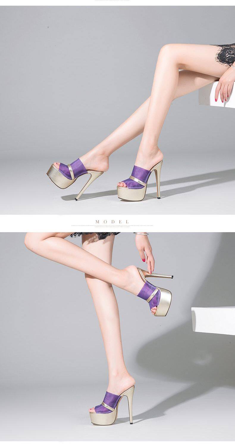 Sandal cao gót nữ hở mũi Sophieyi gót siêu cao 12–15 cm, đế platform, quai mảnh — Gót cao 15 Đen 91545, Gót cao 15 Tím 91545, Gót cao 15 Mơ 91545, Gót cao 12 Tím 18845 chi tiết 6