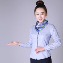New mobile work clothes womens printed shirt business hall staff uniform long sleeve shirt 2021 spring and autumn