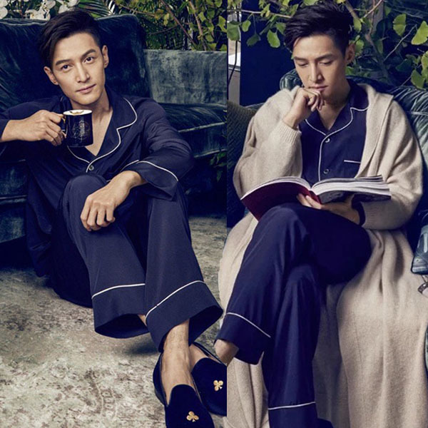 Victoria Silk Pajamas for Men, Spring and Autumn Silk Casual Couple Set, Hu Ge Style Loungewear, Fashionable