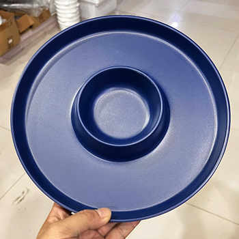 Dip plate melamine dumpling plate divided plate blue