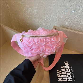 Jiandu lace flower dumpling bag 2026 new forest style sweet shoulder bag fashion sports crossbody waist chest bag trendy