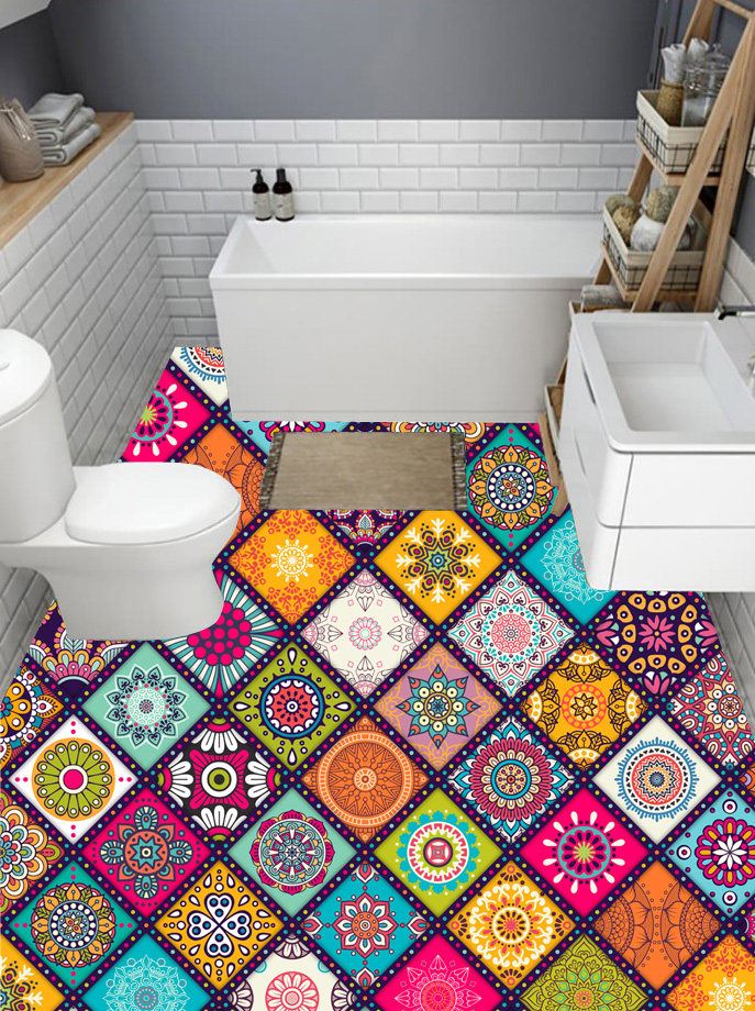 Floor stickers decorative wall stickers waterproof self-adhesive wallpaper tile stickers kitchen bathroom living room wallpaper self-adhesive stickers