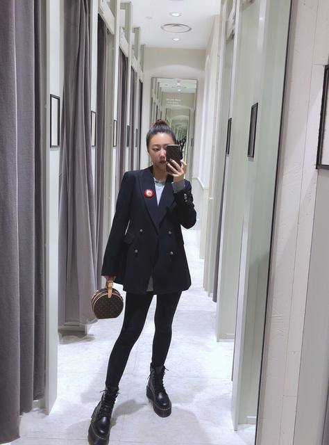 2022 spring and autumn European and American big-name black double-breasted slim-fit high-end celebrity long-sleeved women's suit jacket