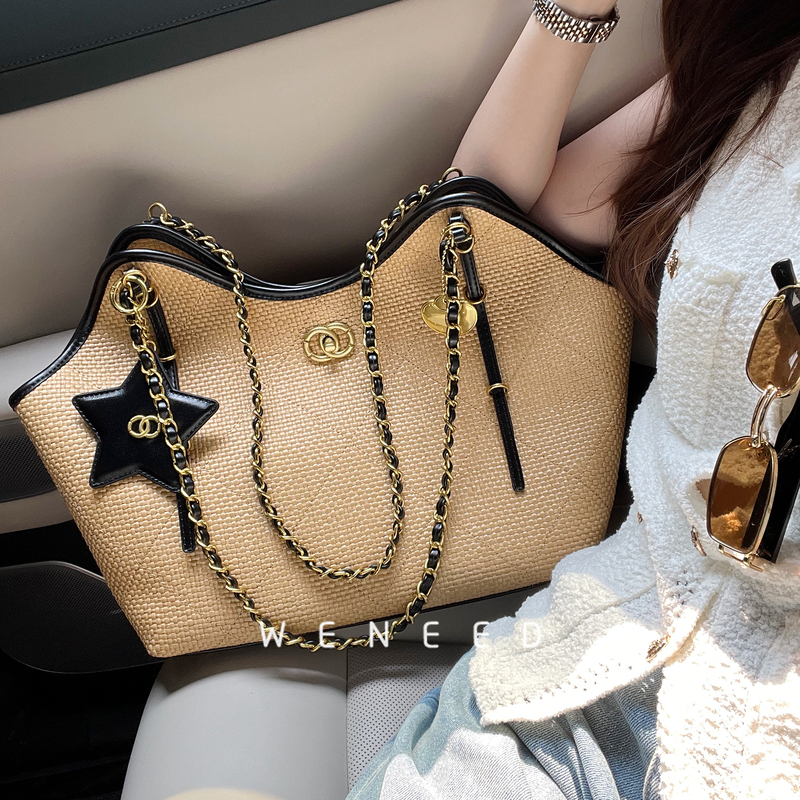 Weneed Women's Shoulder Bag Summer Handmade Woven Beach Niche Straw Bag Large Capacity Women's Tote Bag Weneed Women's Shoulder Bag Summer Handmade Woven Beach Niche Straw Bag Large Capacity Women's Tote Bag