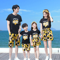 2020 Parent-child summer dress mother-daughter mother-son Western style summer beach wear A family of three summer fashion culottes suit