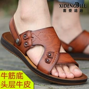 Giải phóng mặt bằng dép nam mùa hè dép da đi giày bình thường phiên bản trung niên Hàn Quốc của dép và dép cha da
