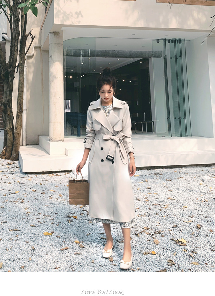 Women's Mid-length Trench Coat Elegant British Style For Petite_voghion.com