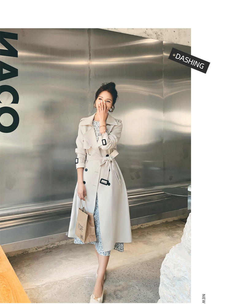 Women's Mid-length Trench Coat Elegant British Style For Petite_voghion.com
