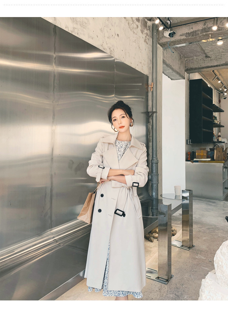 Women's Mid-length Trench Coat Elegant British Style For Petite_voghion.com