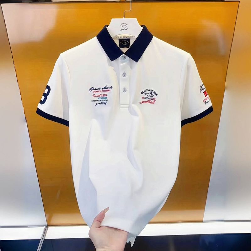 Brave&Shark/Warrior Shark 2025 Summer Short-Sleeved Polo Shirt Men's Luxury Authentic Business Lapel T-Shirt