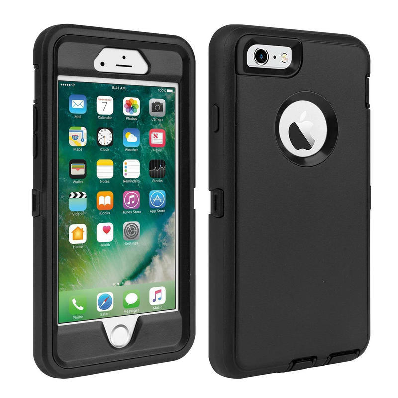 European and American Style Thickened Silicone Phone Case Suitable for Apple 7P/8P, Full Protection Anti-Drop iPhone 6S Plus, Triple Protection Armor Soft Rubber Hard Case, Three-In-One Matte Anti-Slip Armor, Simple Solid Color, Elegant Design