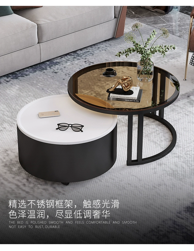 bàn ăn gỗ tự nhiên Bắc Âu Bàn Bàn Phòng Khách Hộ Gia Đình Căn Hộ Nhỏ Đơn Giản Hiện Đại Ánh Sáng Sang Trọng Di Động Có Thể Thu Vào Kết Hợp Bàn Cà Phê Thủy Tinh Tròn bàn gỗ dài