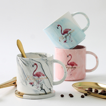 Flamingo gilded marble Cup Nordic ins breakfast cup oatmeal Cup ceramic couple cereal coffee cup