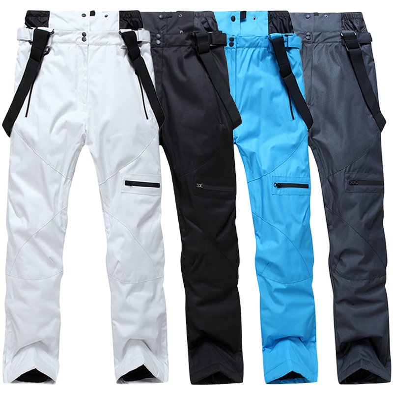 Ski pants for men and women thick waterproof breathable couple's warm and cotton-resistant winter ski and double-board strap snow pants