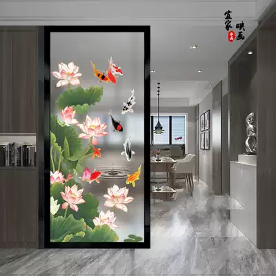 New Chinese style Fuzijia Hefugui art glass screen partition background wall frosted translucent double-sided entrance entrance