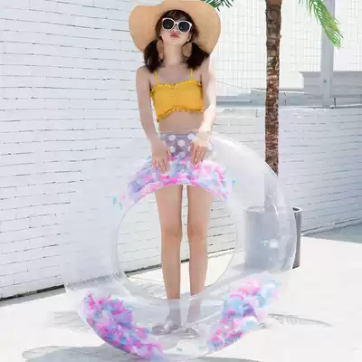 New thickened material inflatable feather swimming ring adult armpit ring Water life buoy floating bed swimming ring adult
