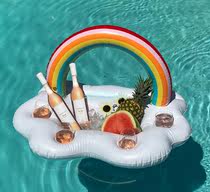 Inflatable ice bar Rainbow cloud ice plate iced salad plate beverage floating bed inflatable water Cup tray cola beer tray