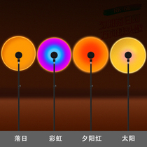 Sunset lights net red background projection sunset lights floor atmosphere lights photos Sun creative bedside living room bedroom