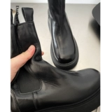 Martens, зимние челси, короткие сапоги на платформе, из натуральной кожи, средней длины