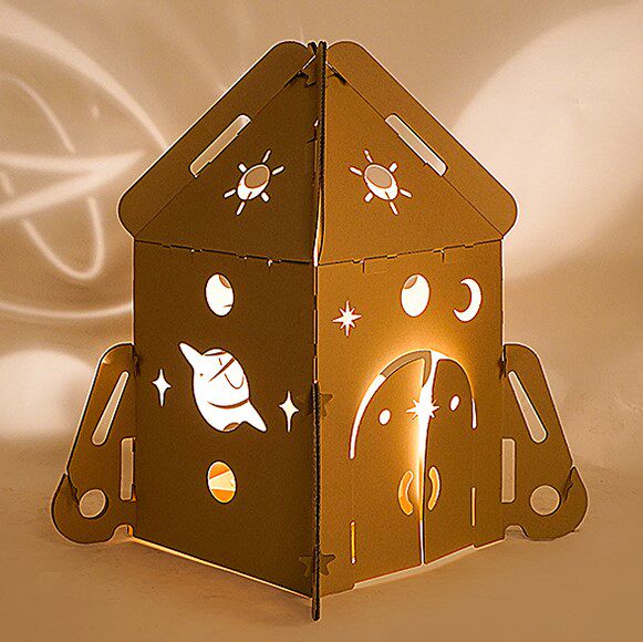 Children's Puzzle Cardboard Box Lodge DIY Handmade Toddler House Parenting Rocket Detached Mushroom Tree House