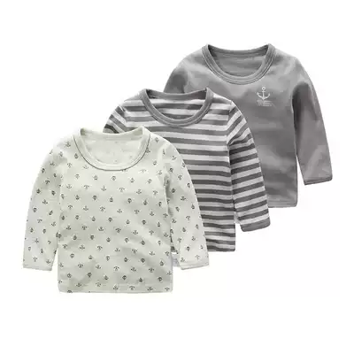 Autumn new Japanese boys long sleeve T-shirt baby cotton children's bottomed clothes autumn and winter tops children's clothing 3 pieces