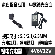 4 2V8 4V12 6V24V lithium battery 6V children car battery 12V iron lithium spray charger 4V electronic claim