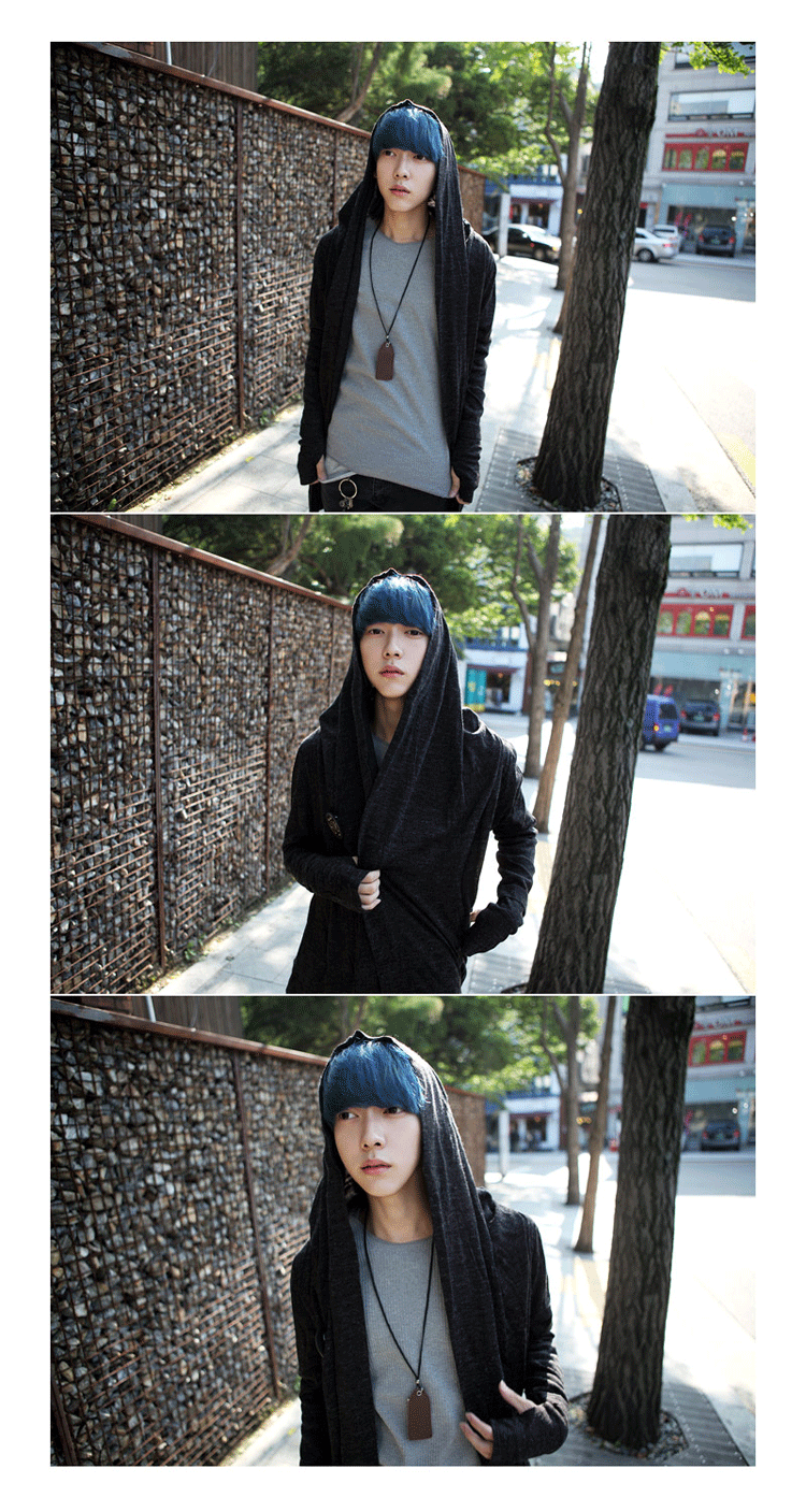 Triều thương hiệu người đàn ông đen phần dài mỏng cardigan áo len nam Hàn Quốc áo len áo len nam thanh niên hoodie áo khoác