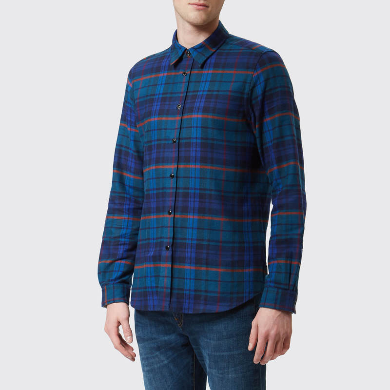 Big Sale Special Price Ps by Paul Smith Paul Smith Men's New Blue Plaid Flannel Shirt Big Sale Special Price Ps by Paul Smith Paul Smith Men's New Blue Plaid Flannel Shirt