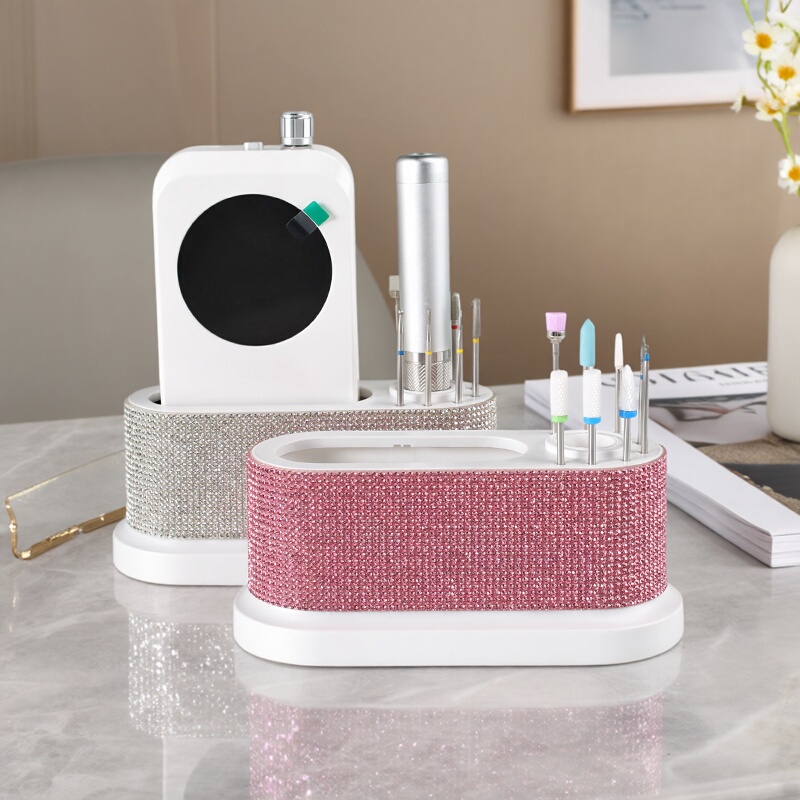 Three-In-One Diamond Manicure Storage Box, Pink Full-Diamond Polishing Machine, Portable Multi-Purpose Nail Tool Storage Station Three-In-One Diamond Manicure Storage Box, Pink Full-Diamond Polishing Machine, Portable Multi-Purpose Nail Tool Storage Station