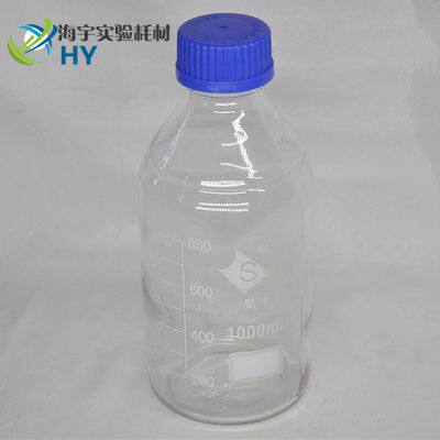 1000ml blue cover reagent bottle Shu Bull screw mouth bottle reagent bottle transparent glass sample bottle silk mouth reagent bottle