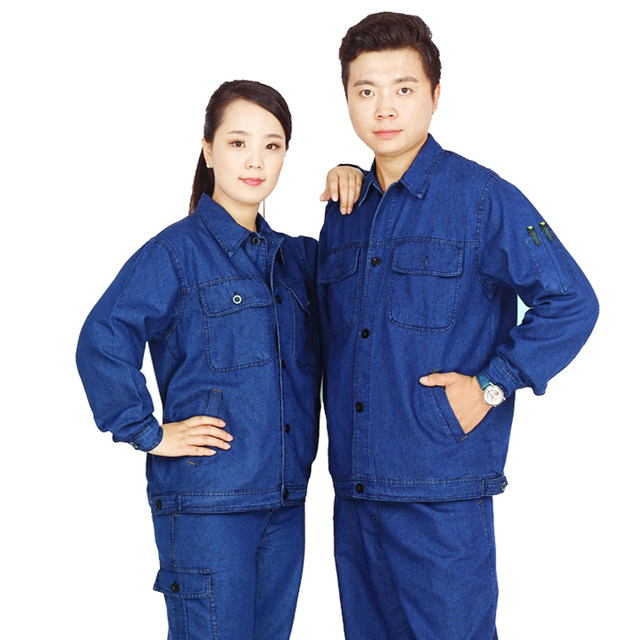 Summer thin section denim overalls suit men's multi-pocket pure cotton loose labor protection clothing welding worker tooling factory clothing