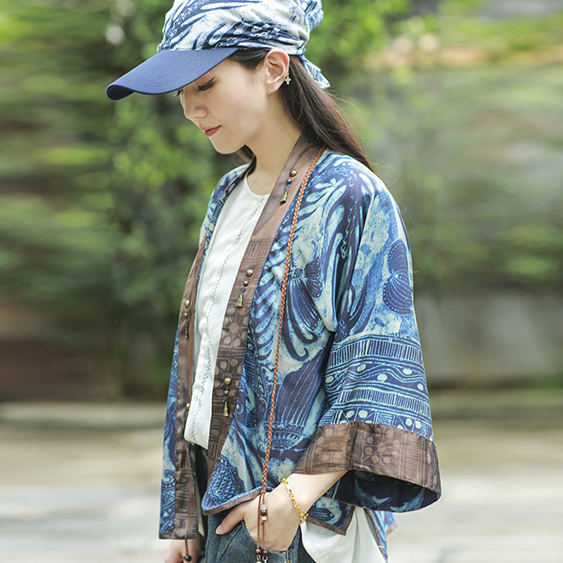 [Reversible, Silky Texture] Duyou Original Ethnic Style Autumn New Jacket for Women with Print 6292