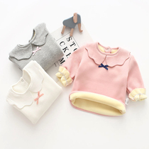 Girls plus velvet base shirt autumn and winter baby warm long sleeve T-shirt cotton princess doll shirt baby jacket foreign gas