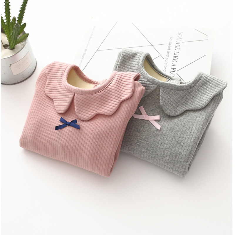 Girls' fleece bottoming shirt Western style autumn and winter clothing Korean version thickened baby children's heating clothing baby shirt baby top