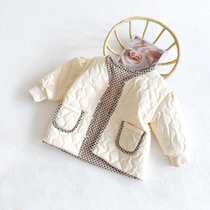 2021 Winter new baby girl baby padded jacket thick long sleeve diamond jacket Joker temperament cardigan coat