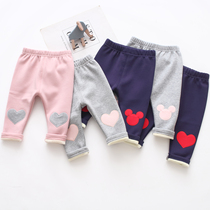 Girls plus velvet leggings autumn and winter baby big pp pants 1-4 years old baby pants warm open stall baby pants thin velvet
