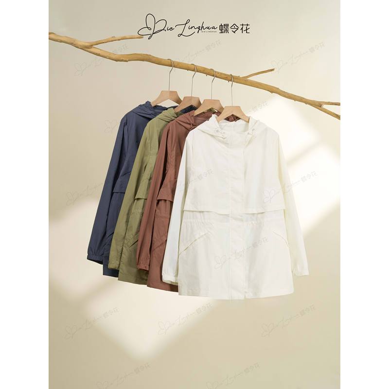 Butterfly Flower Spring Lightweight Breathable Simple Casual Gentle Fresh Versatile Daily Hooded Sun Protection Clothing 61050