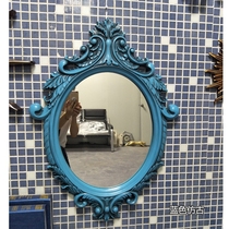 Mediterranean bathroom mirror American wall hanging mirror toilet dresser mirror European bathroom mirror Nordic toilet mirror