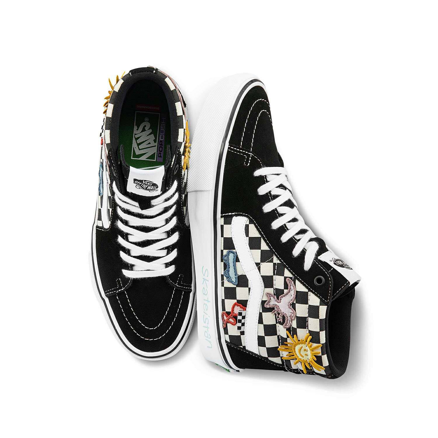 Vans Unisex Skate Shoes skate Series SK8-HI Tall Chess Board Lace-up Wear Resistant Shock Absorbing 1985 Skateboard