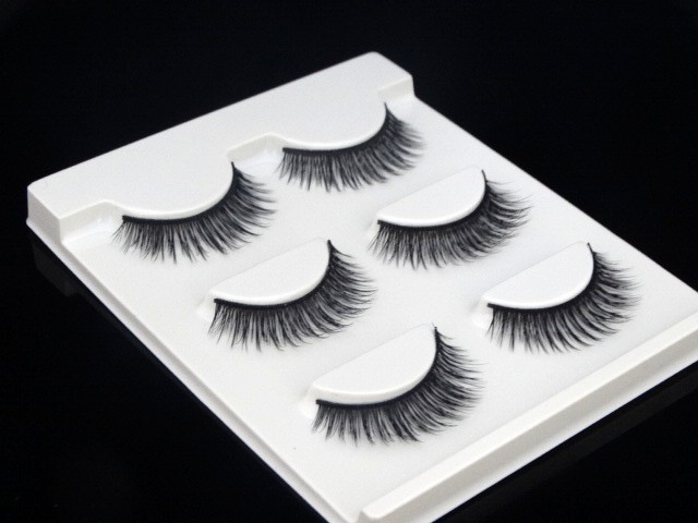 3D giả lông mi 3 cặp trang điểm nude thực tế tự nhiên một mí đôi cứng cứng lông mi ngắn long mi gia