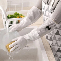 Housework gloves household Velvet White laundry waterproof plastic clean non-slip wear-resistant durable kitchen dishwashing gloves